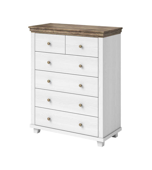 Evora 6 Drawer Chest of Drawers in Abisko Ash and Oak Lefkas - 90cm