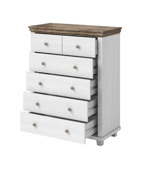 Evora 6 Drawer Chest of Drawers in Abisko Ash and Oak Lefkas - 90cm