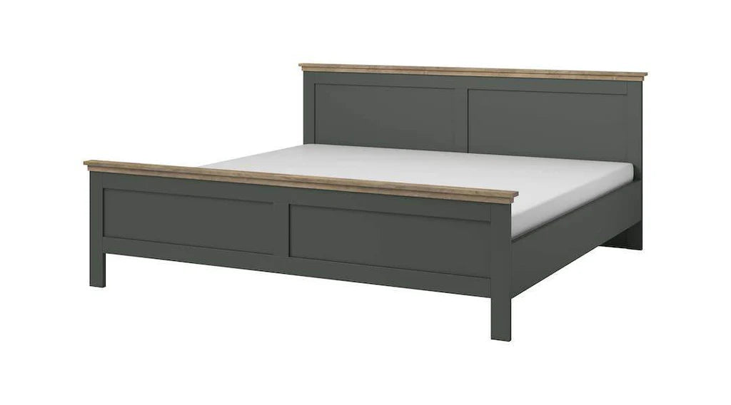 Evora Wooden Super King Size Bed in Green and Oak Lefkas