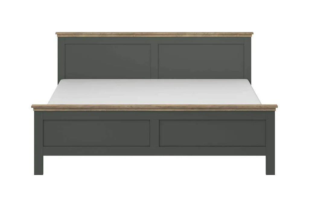 Evora Wooden Super King Size Bed in Green and Oak Lefkas