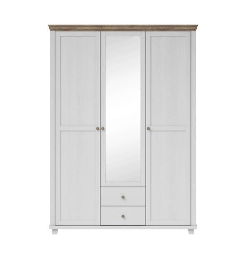 Evora Mirrored 3 Door Wooden Wardrobe in Abisko Ash and Oak Lefkas - 154cm