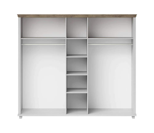 Evora Mirrored 5 Door Wooden Wardrobe in Abisko Ash and Oak Lefkas - 246cm