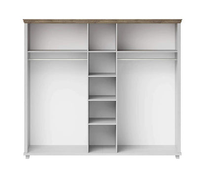 Evora Mirrored 5 Door Wooden Wardrobe in Abisko Ash and Oak Lefkas - 246cm