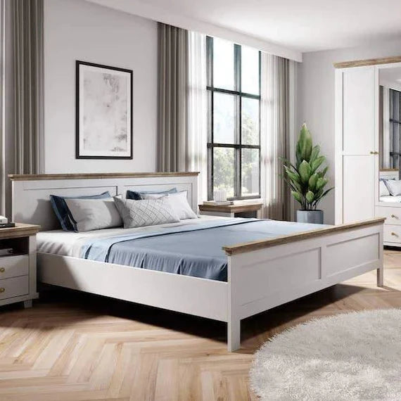 Evora Wooden King Size Bed in Abisko Ash and Oak Lefkas