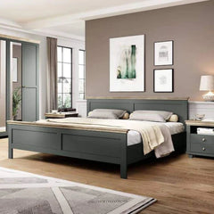 Evora Wooden Super King Size Bed in Green and Oak Lefkas - Furniture One Shop