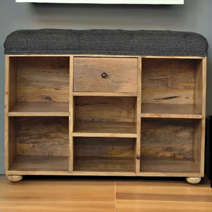 Nosh Nook Black Tweed 1 Drawer Bench