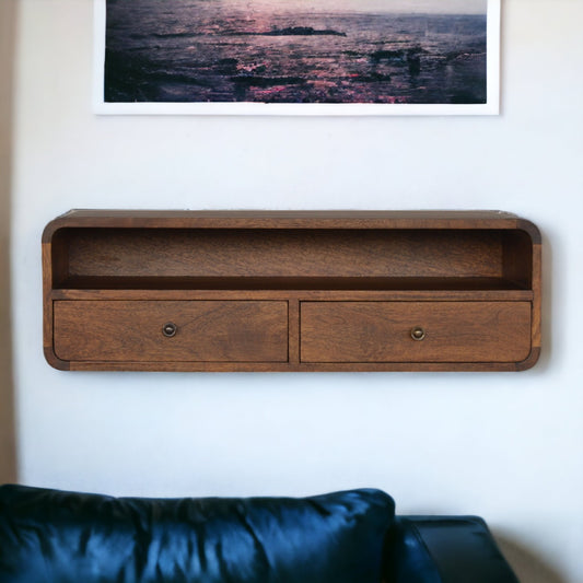 Contemporary Desk Floating Chestnut Open Console - Furniture One Shop