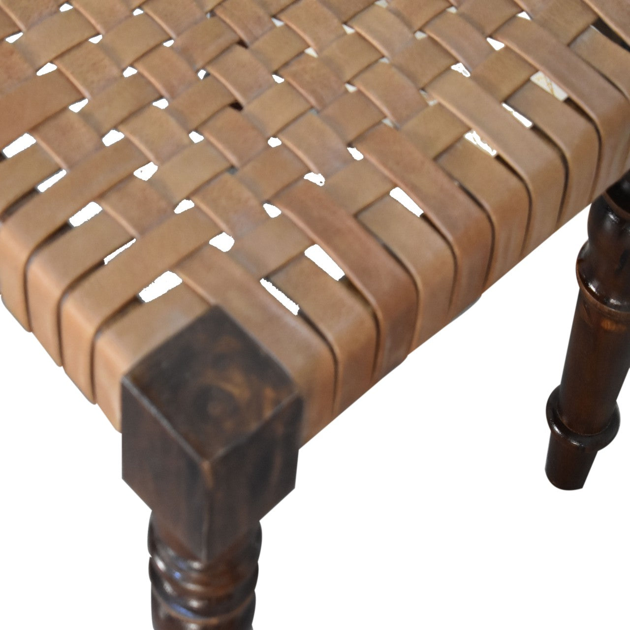 Footsie Woven Leather Footstool