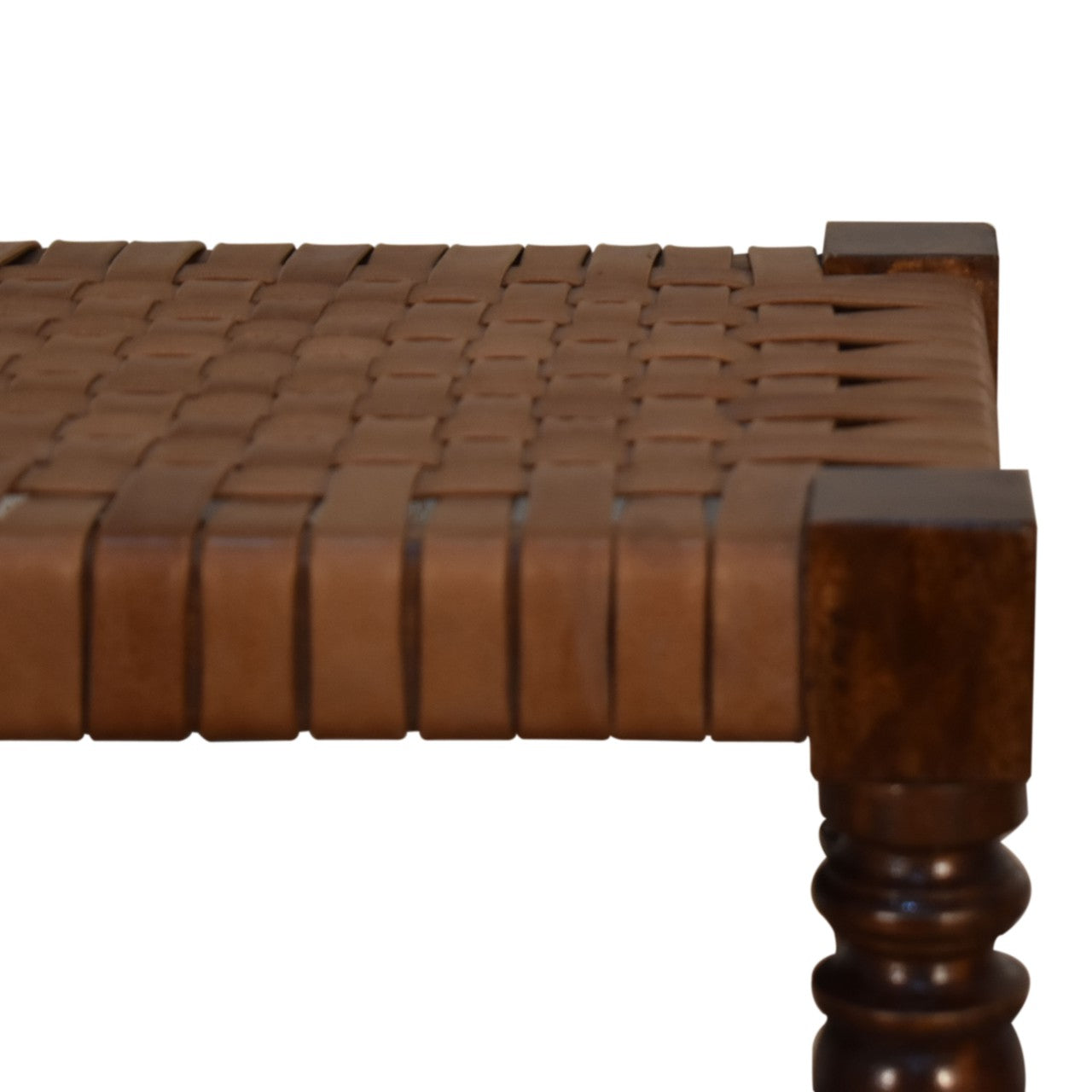 Footsie Woven Leather Footstool