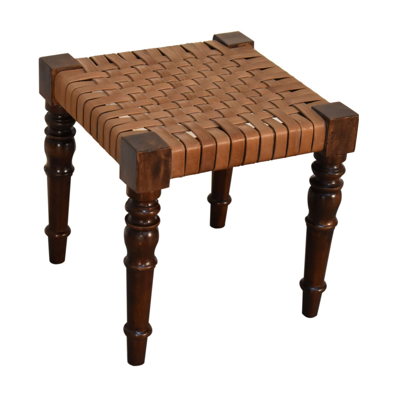 Footsie Woven Leather Footstool