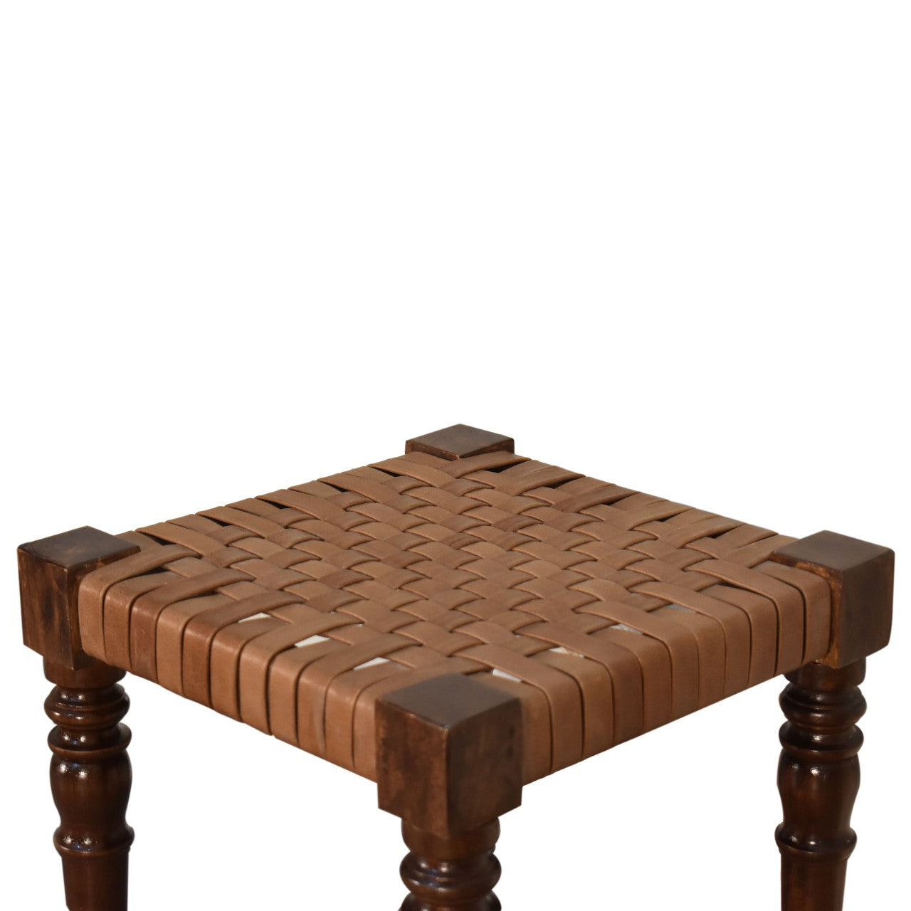 Footsie Woven Leather Footstool