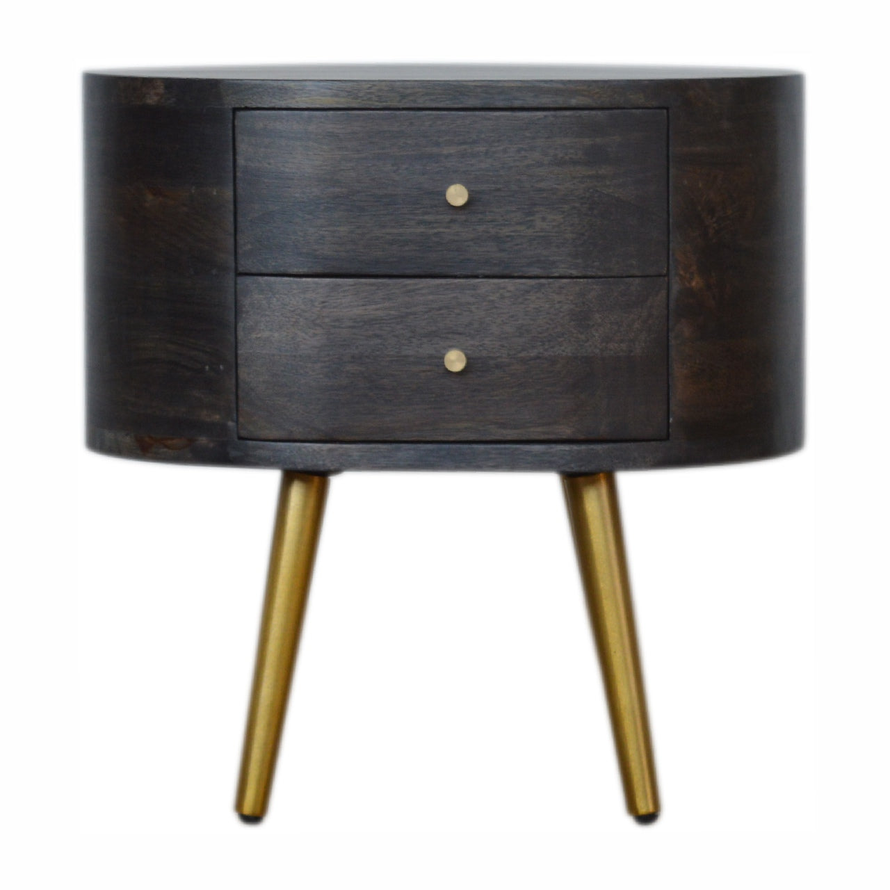 Greek Ash Black Bedside with Brass Legs