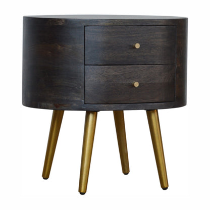 Greek Ash Black Bedside with Brass Legs