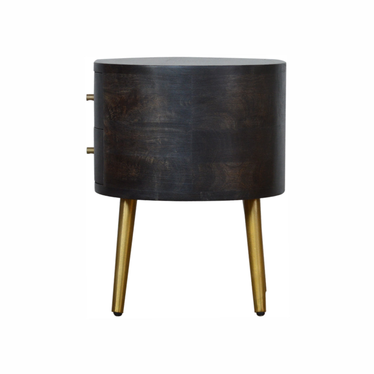 Greek Ash Black Bedside with Brass Legs