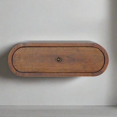 Old Compton Wall Mounted Round Chestnut Bedside - Furniture One Shop