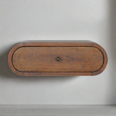 Old Compton Wall Mounted Round Chestnut Bedside - Furniture One Shop