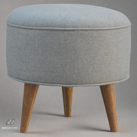 RestEase Round Grey Tweed Footstool
