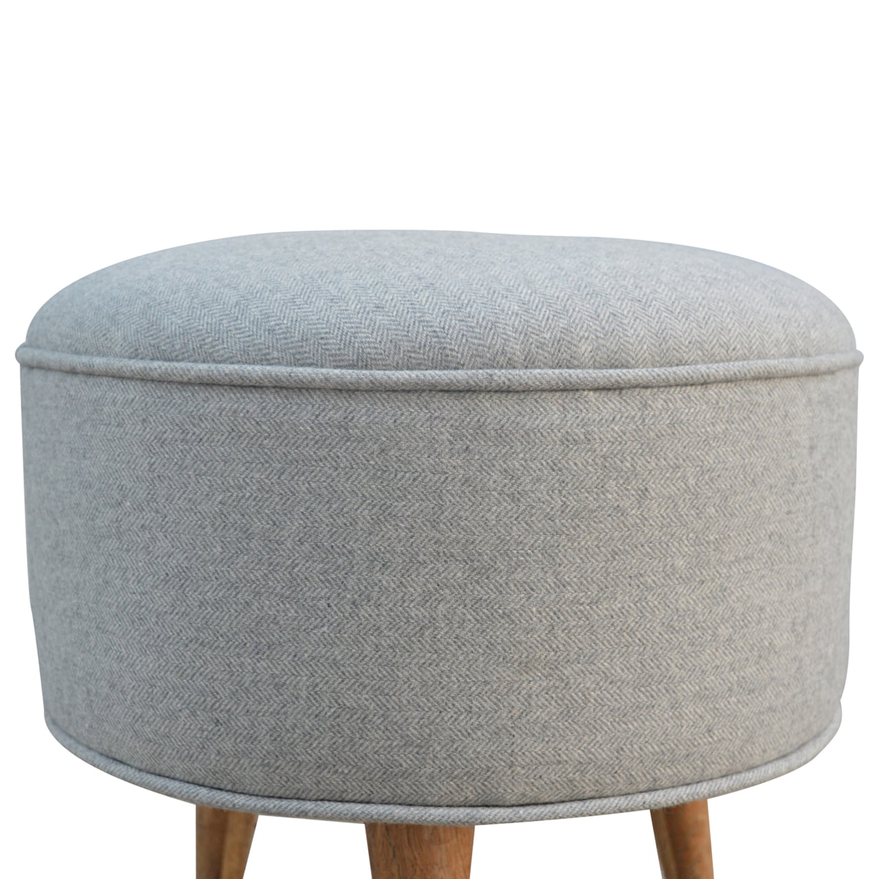 RestEase Round Grey Tweed Footstool