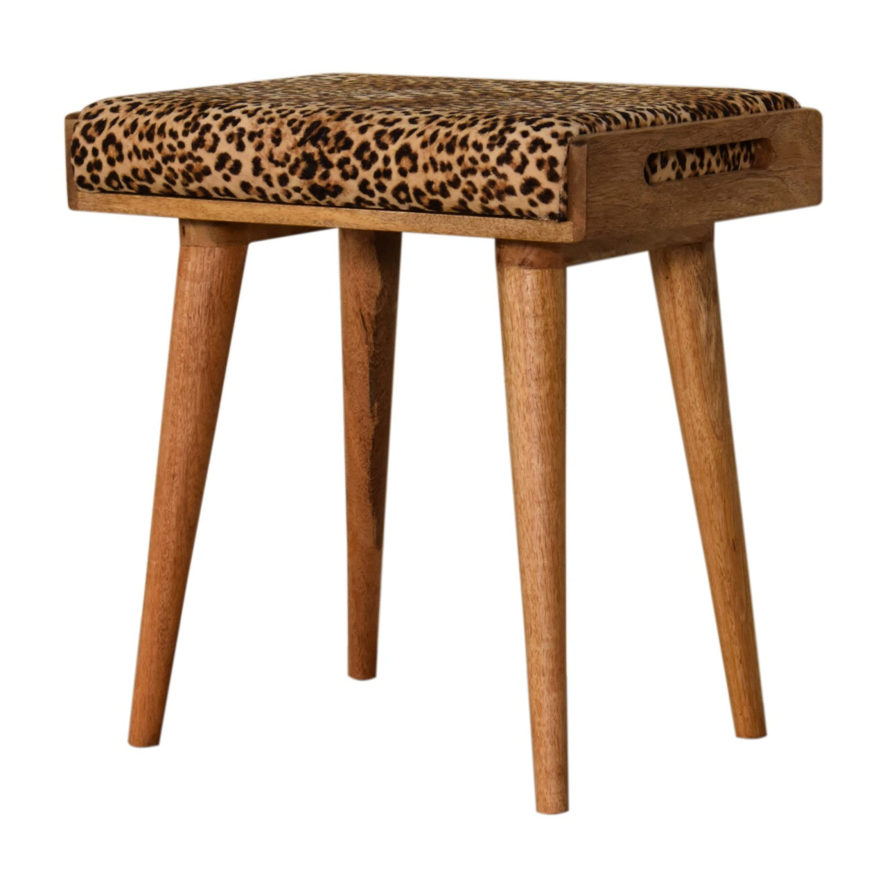 HeelHaven Leopard Velvet Tray Style Footstool