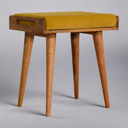 RestSpot Mustard Velvet Tray Style Footstool - Furniture One Shop