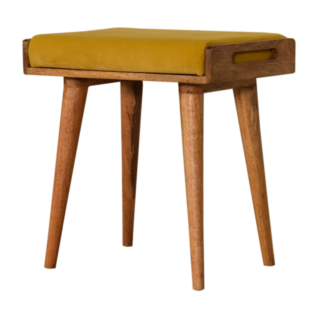 RestSpot Mustard Velvet Tray Style Footstool