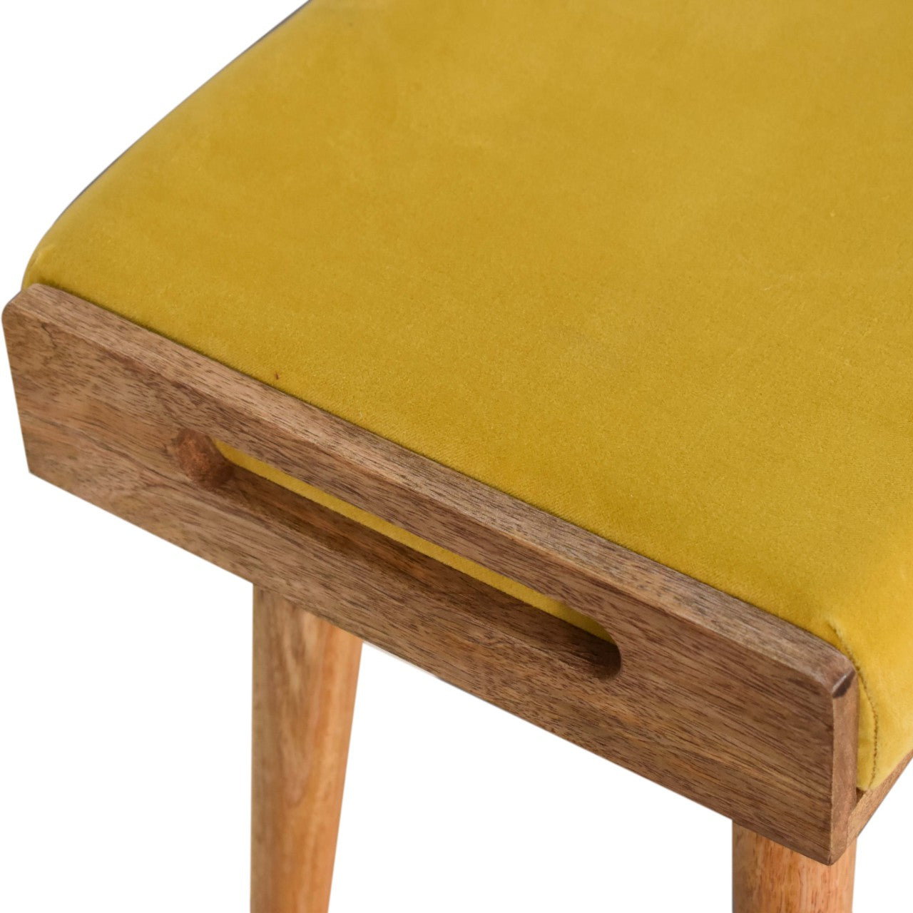 RestSpot Mustard Velvet Tray Style Footstool