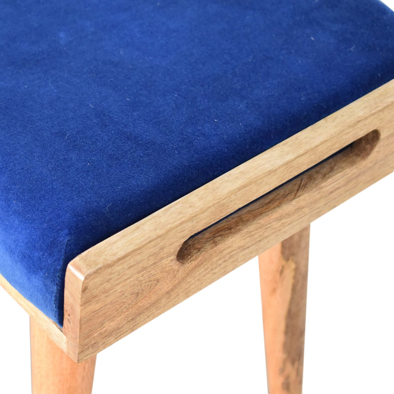 CalmCush Royal Blue Velvet Tray Footstool