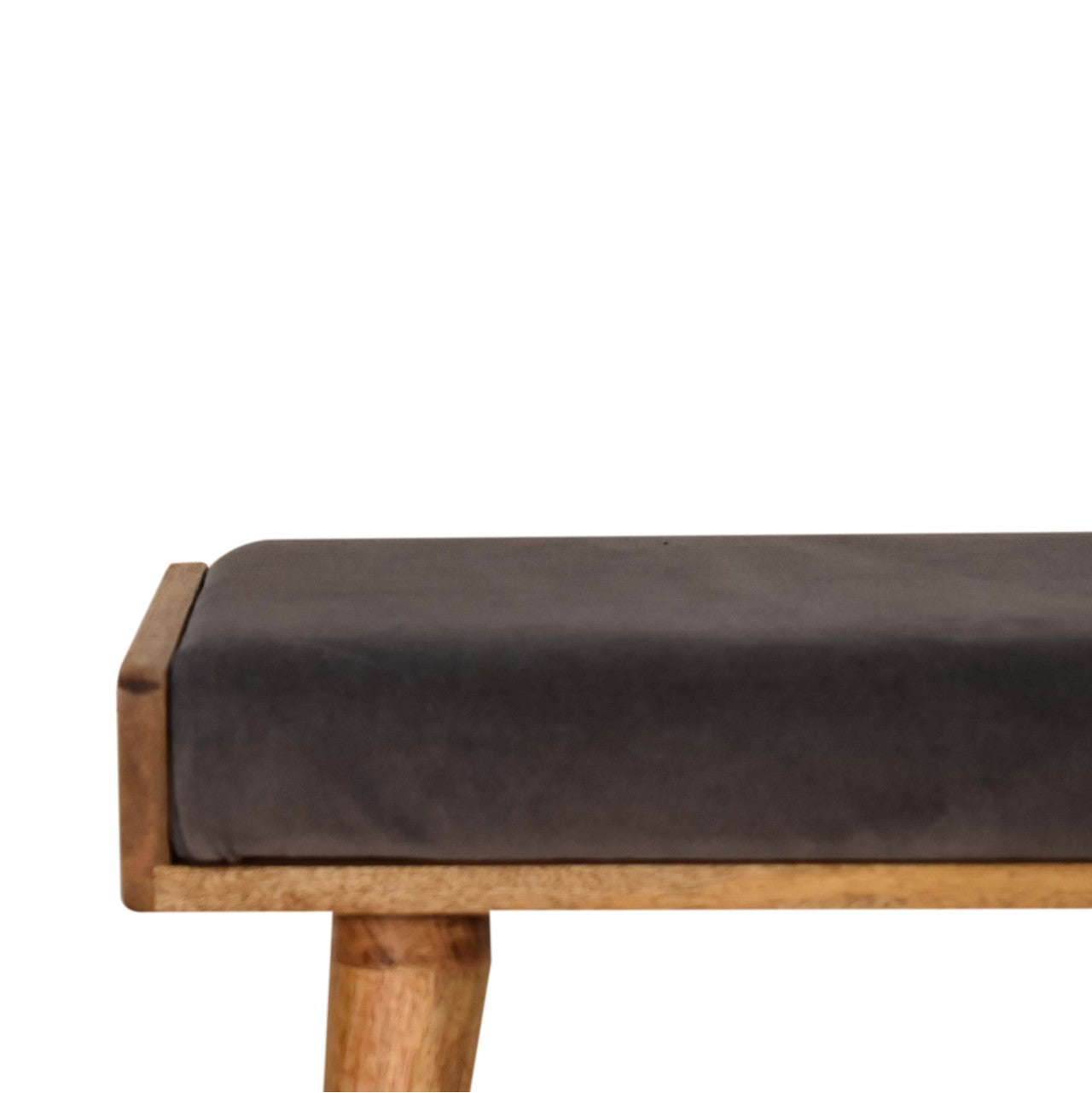 TiptoeTuffet Grey Velvet Tray Style Footstool