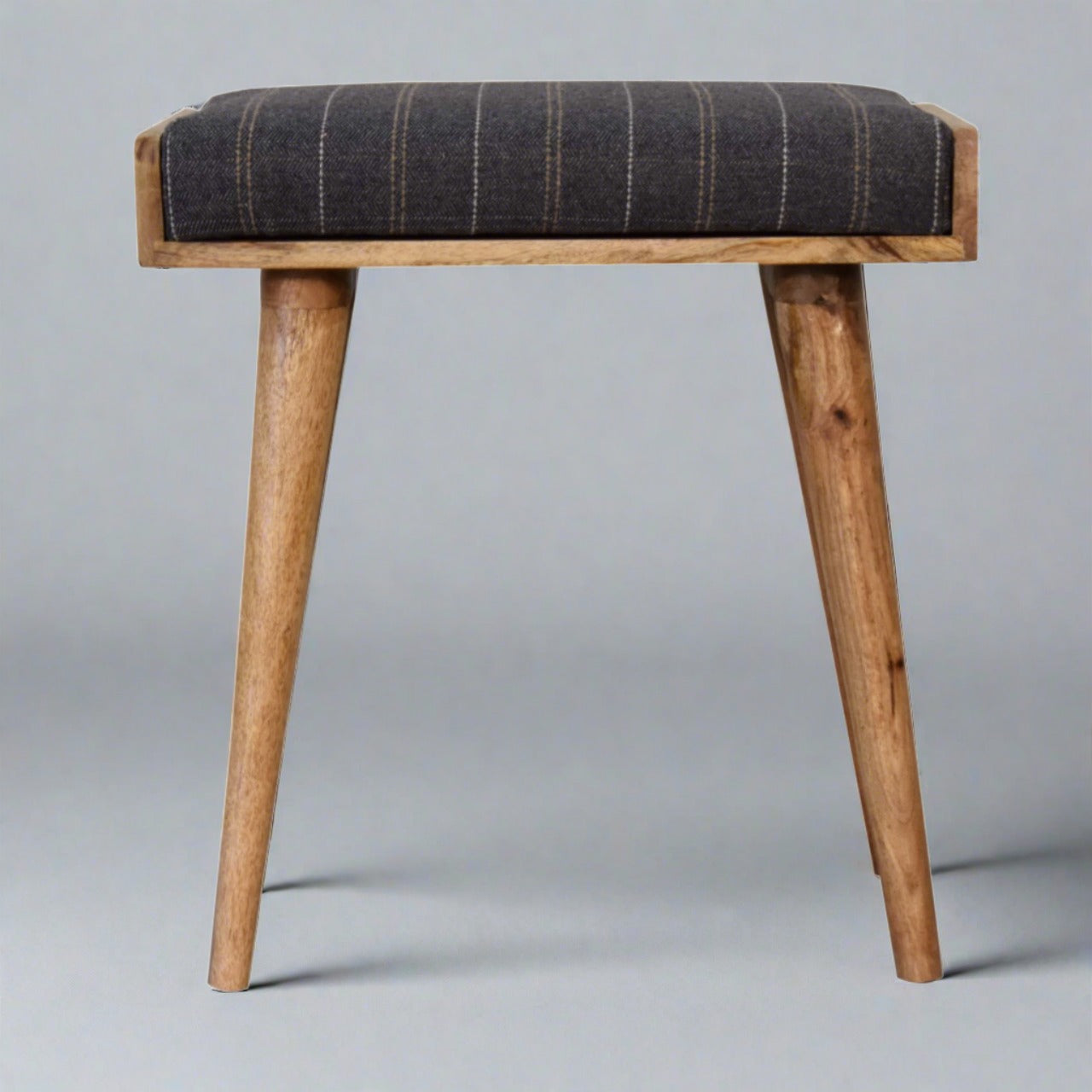 PoufPlace Pewter Tweed Tray Style Footstool