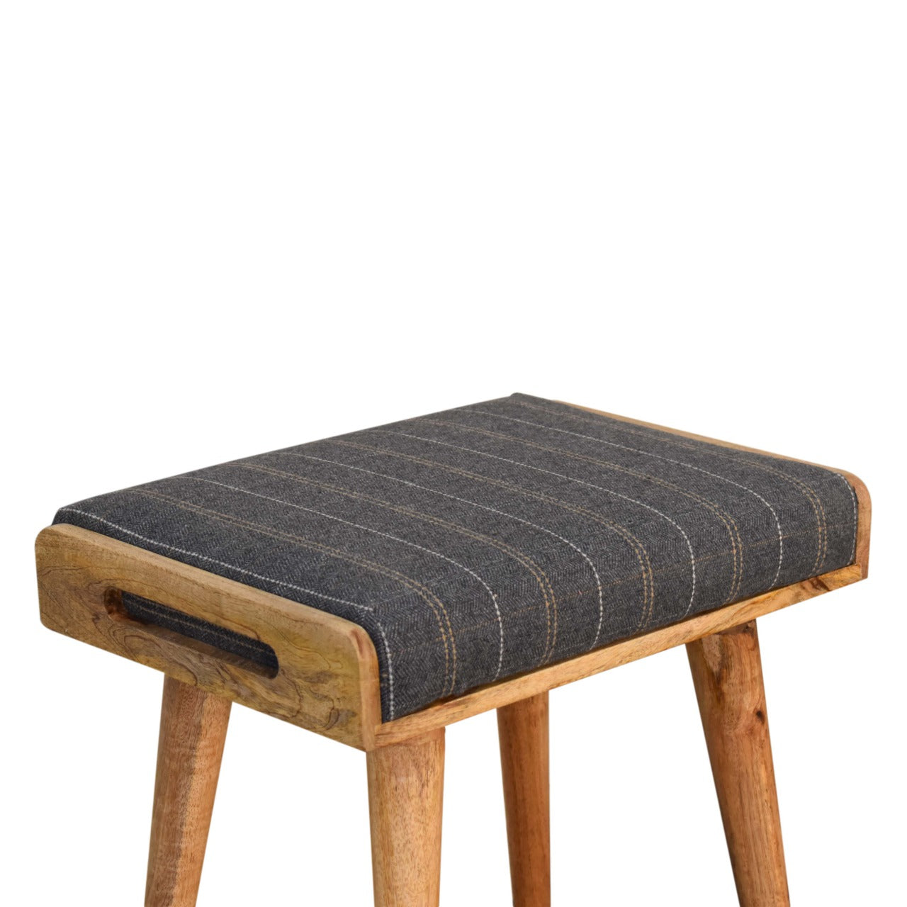 PoufPlace Pewter Tweed Tray Style Footstool