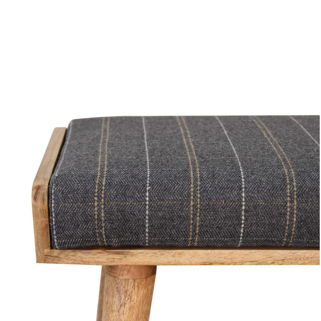 PoufPlace Pewter Tweed Tray Style Footstool