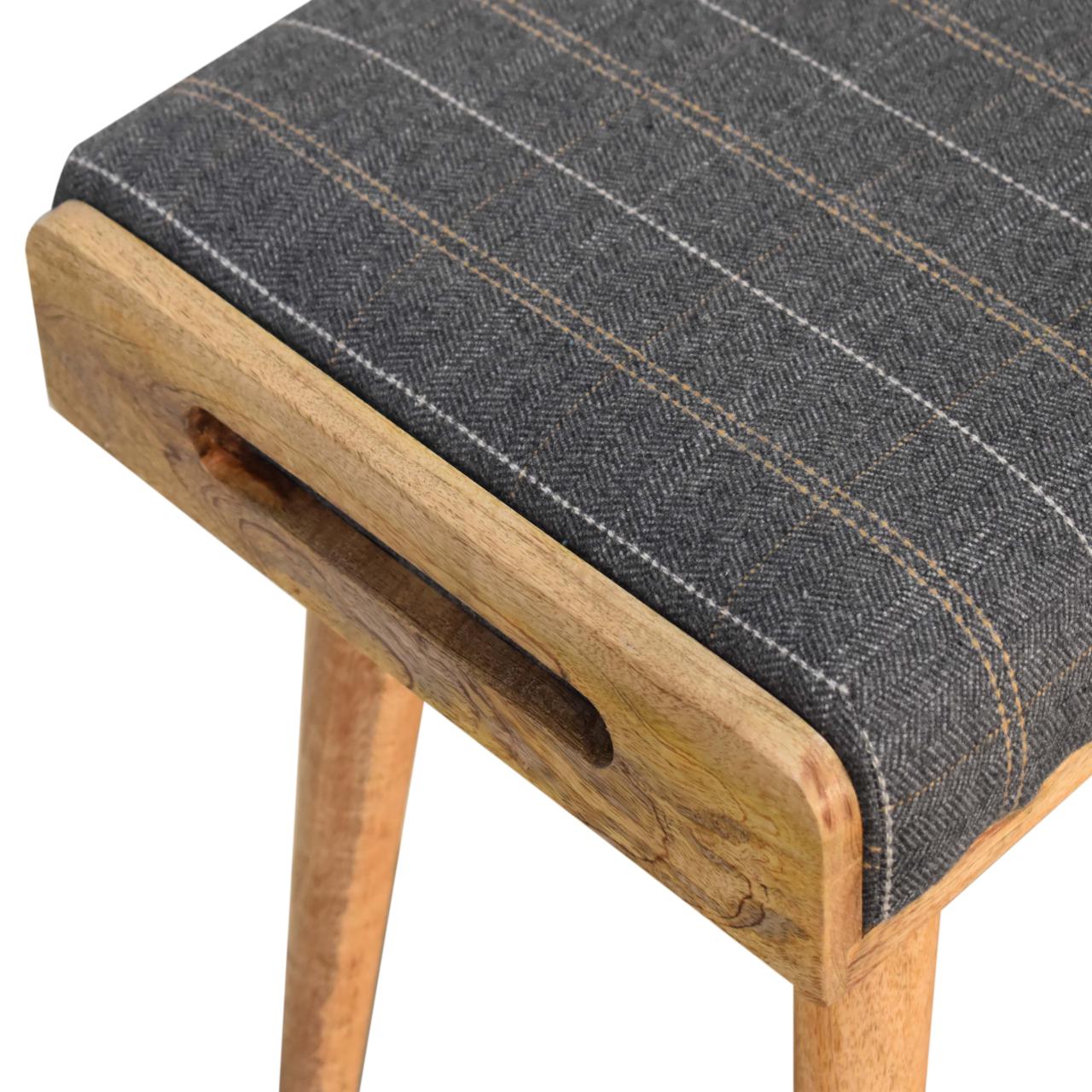 PoufPlace Pewter Tweed Tray Style Footstool