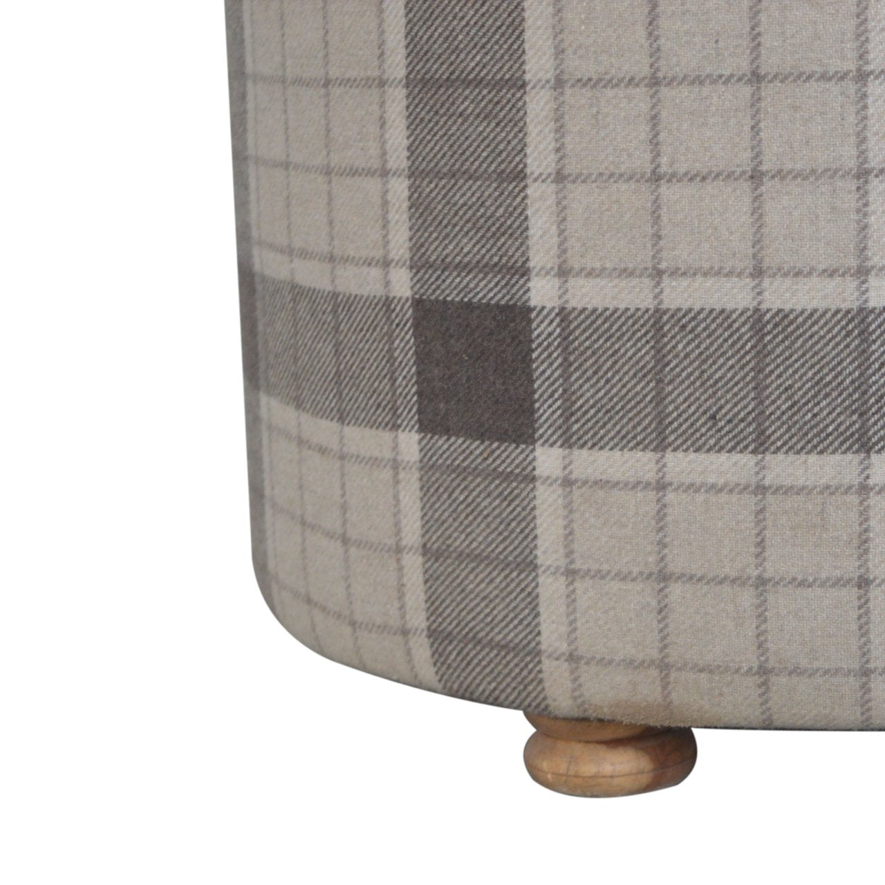 CushyCube Deep Button Round Checked Footstool