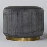 StepSpot Grey Velvet Pleated Footstool