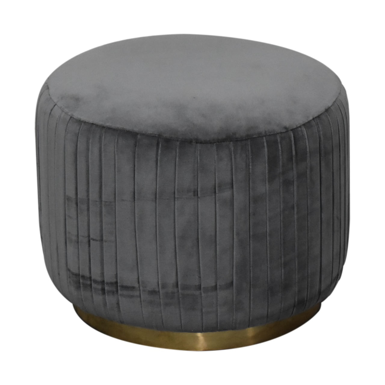 StepSpot Grey Velvet Pleated Footstool