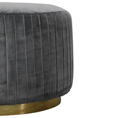 StepSpot Grey Velvet Pleated Footstool