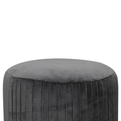 StepSpot Grey Velvet Pleated Footstool