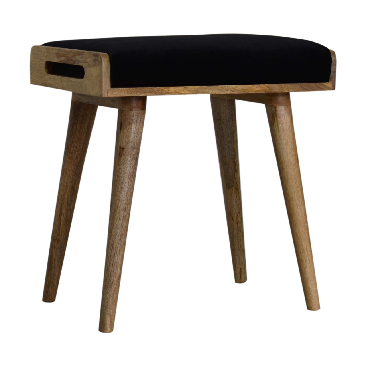 BlissBase Black Velvet Tray Style Footstool