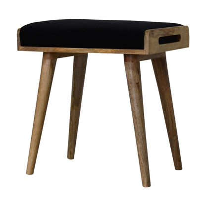 BlissBase Black Velvet Tray Style Footstool