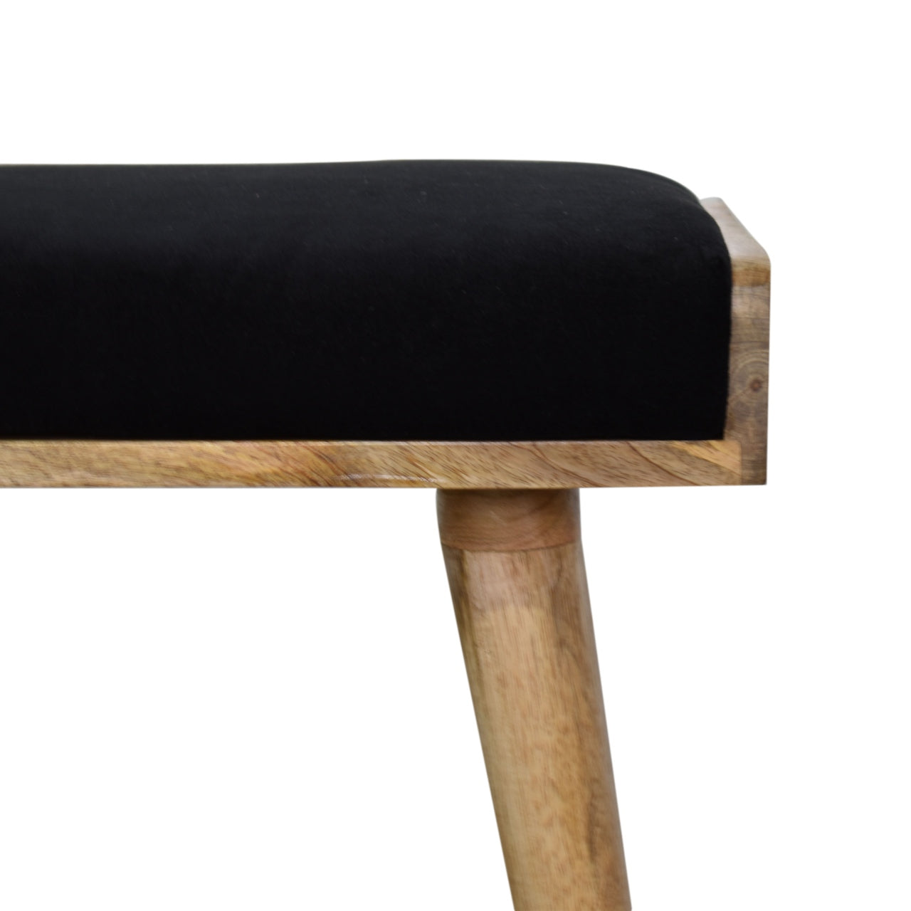 BlissBase Black Velvet Tray Style Footstool