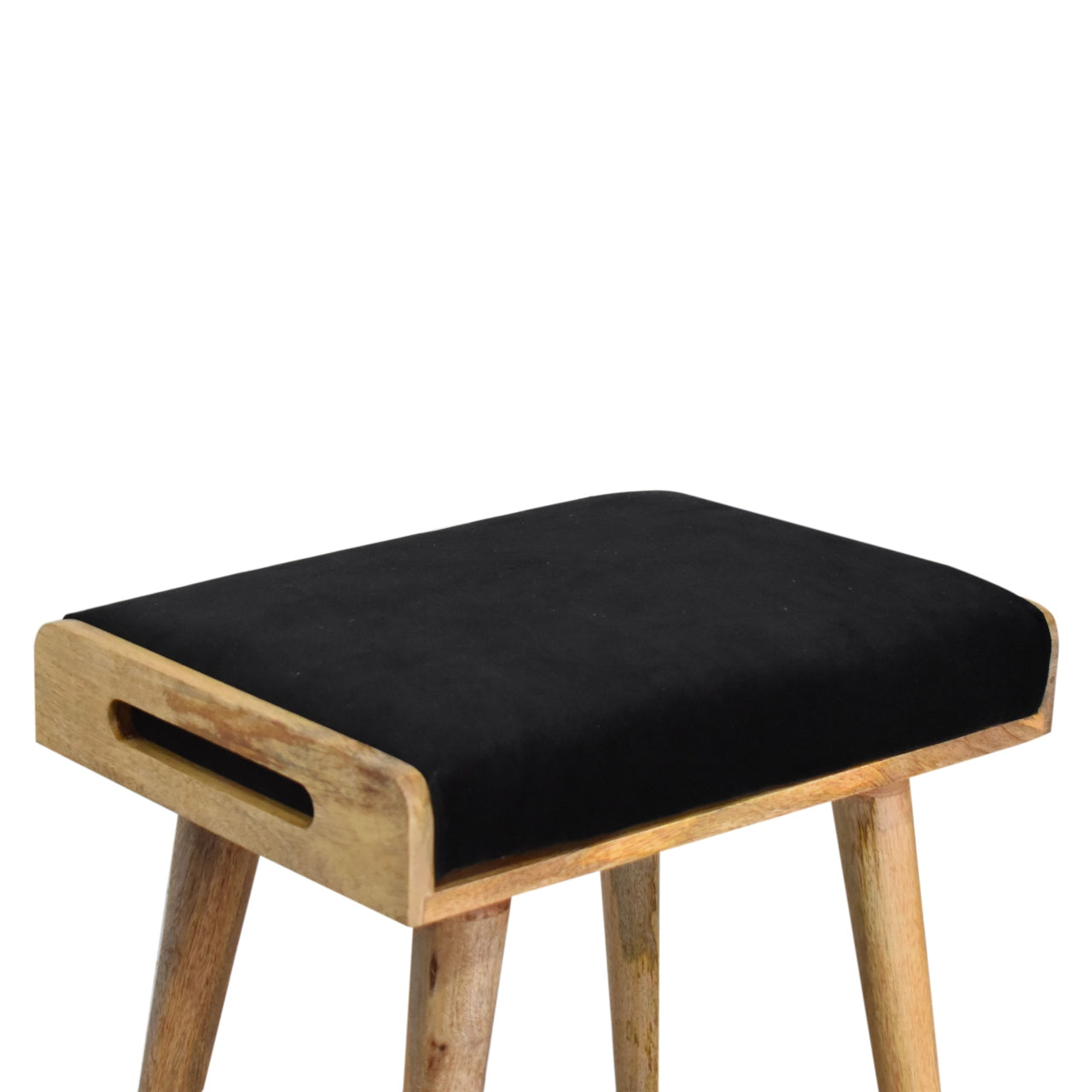 BlissBase Black Velvet Tray Style Footstool