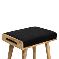 BlissBase Black Velvet Tray Style Footstool