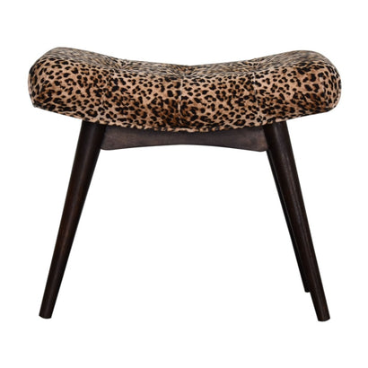 Savor Stool Leopard Print Curved Bench - Furniture One Shop
