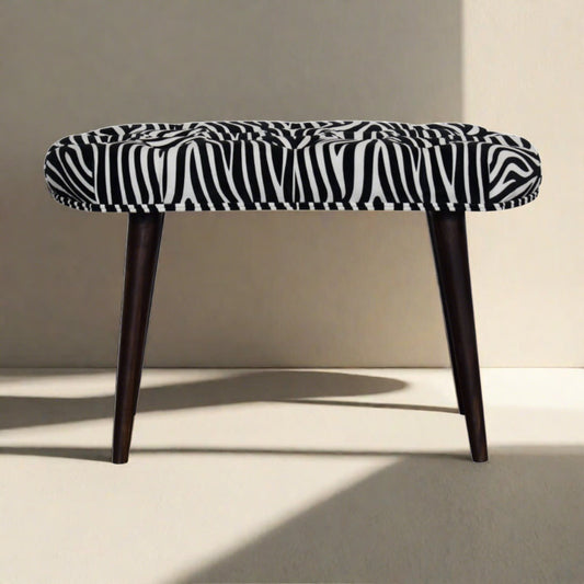 DineNest Zebra Print Deep Button Bench
