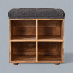 SoftStep Mini Black Shoe Storage Footstool - Furniture One Shop