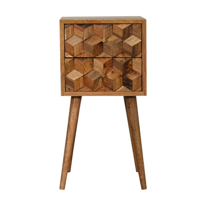 Victoria Mini Cube Carved 2 Drawer Bedside