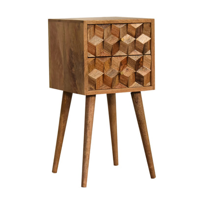 Victoria Mini Cube Carved 2 Drawer Bedside