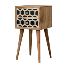 Dover Mini Bone Inlay 2 Drawer Bedside - Furniture One Shop