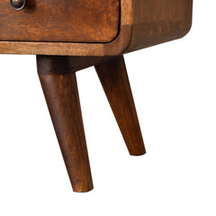 FusionVibe Mini Chestnut Curved TV Stand with 2 Drawers - Furniture One Shop