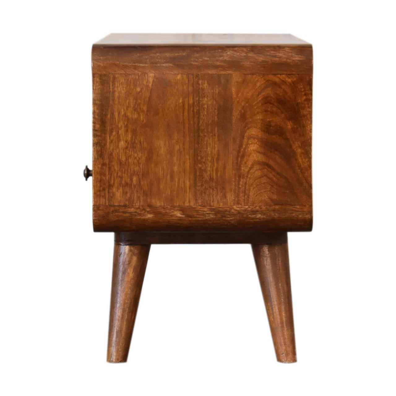 FusionVibe Mini Chestnut Curved TV Stand with 2 Drawers - Furniture One Shop